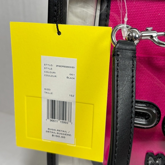 Marc Jacobs PVC The Pouch Wristlet Pink Black NWT - Picture 2 of 5